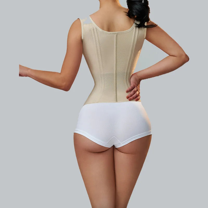 Colombian Double Compression Waist Trainer: Adjustable Zipper Corset with Bone - Flat Belly Body Shaper