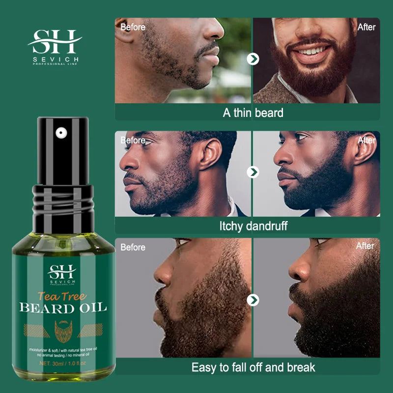 2024 Biotin Beard Oil for Men: Natural Tea Tree Nourishing Regrowth Oil - Anti-Hair Loss Product, Beard Growth Essence