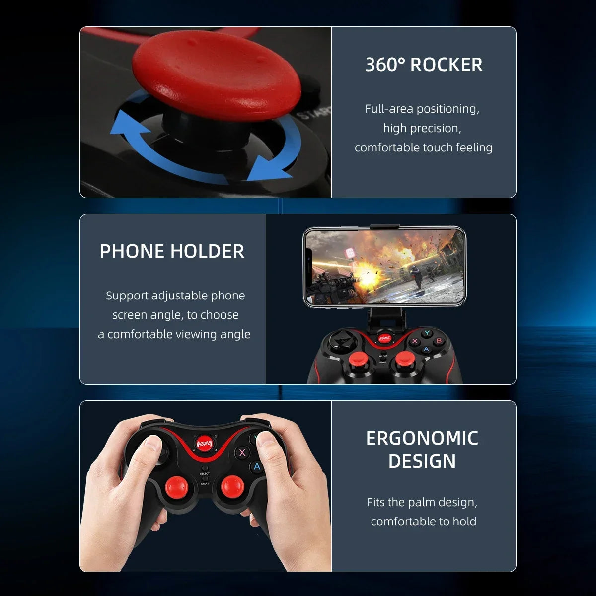 GAMINJA Wireless Bluetooth Gamepad, PC Game Controller for Android Mobile Phones, TV Box, PlayStation 3, Tablet, and PC