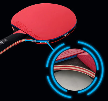 LOKI 9 Star Professional Table Tennis Racket - 5+2 Carbon Ping Pong Paddle with Sticky Rubbers, Ultra Offensive, Available in 6/7/8/9 Star Ratings