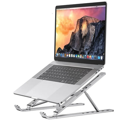 Portable Aluminum Laptop Stand - Foldable Notebook Support Bracket for MacBook Air/Pro - Ergonomic Lap Top Base for PC - Holder Accessories