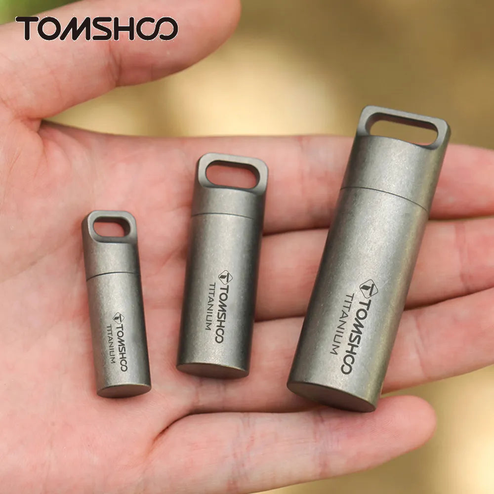 Tomshoo Titanium Mini Waterproof Storage Pill Box - Sealed Perfume Case, EDC Pendant, Eco-Friendly for Home and Outdoor Use