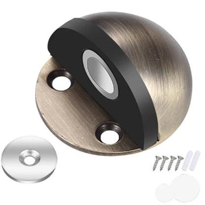 Stainless Steel Magnetic Door Stopper - Punch-Free Anti-Collision Rubber Semi-Circle with Magnetic Suction