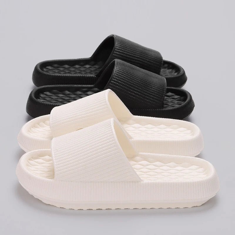 Lucyever 2024 Summer Cloud Slippers: Non-Slip Soft Eva Thick Platform Slides for Women - Couple Bathroom Home Flip Flops