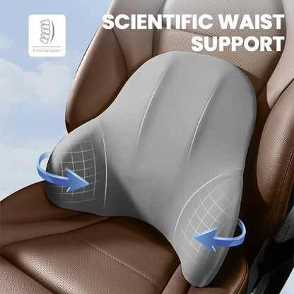 Car Memory Foam Neck Pillow: Protection Lumbar Backrest Cushion and Headrest Cushion Combo