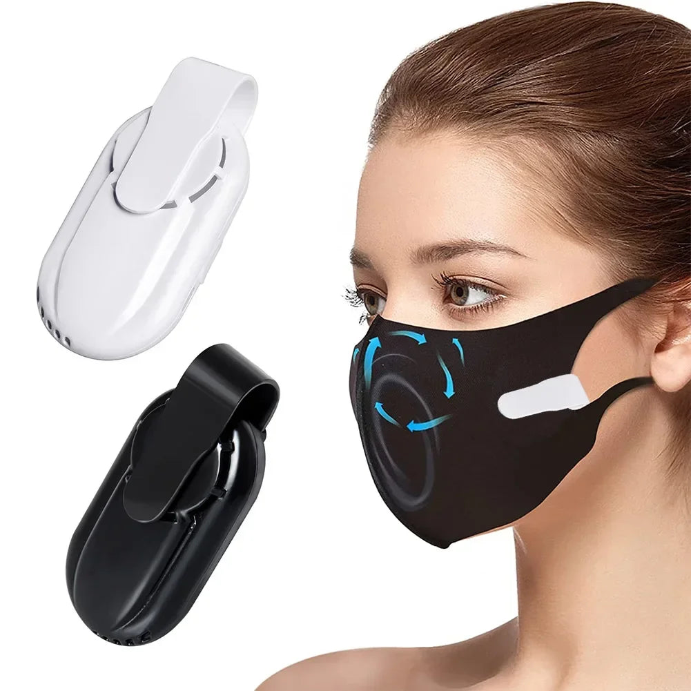 Rechargeable USB Mask Fan Clip - Wearable Mini Smart Cooling Fan for Face Masks, 85mAh Electric Air Condition Fan