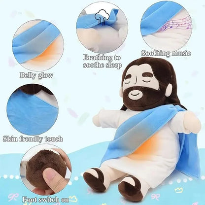 Soothing Breathing Jesus Plush Doll - Four Gear Adjustable Music Sleep Companion for Children, Christmas Toy and Decoration Gift