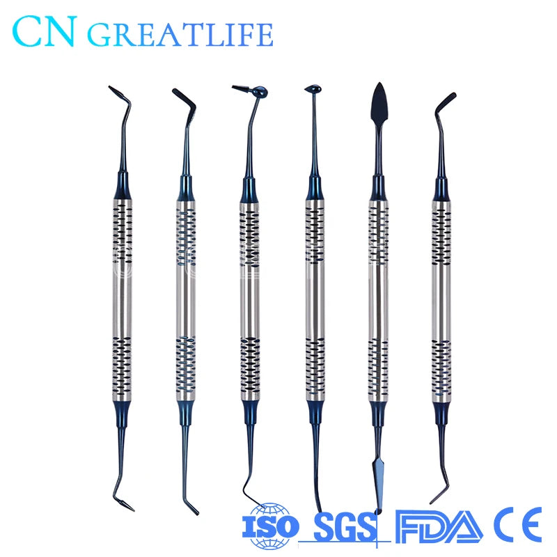 GreatLife Dent Head Resin Filler Set | Dental Composite Resin Filling Spatula | Titanium-Plated Thick Handle Restoration Instrument