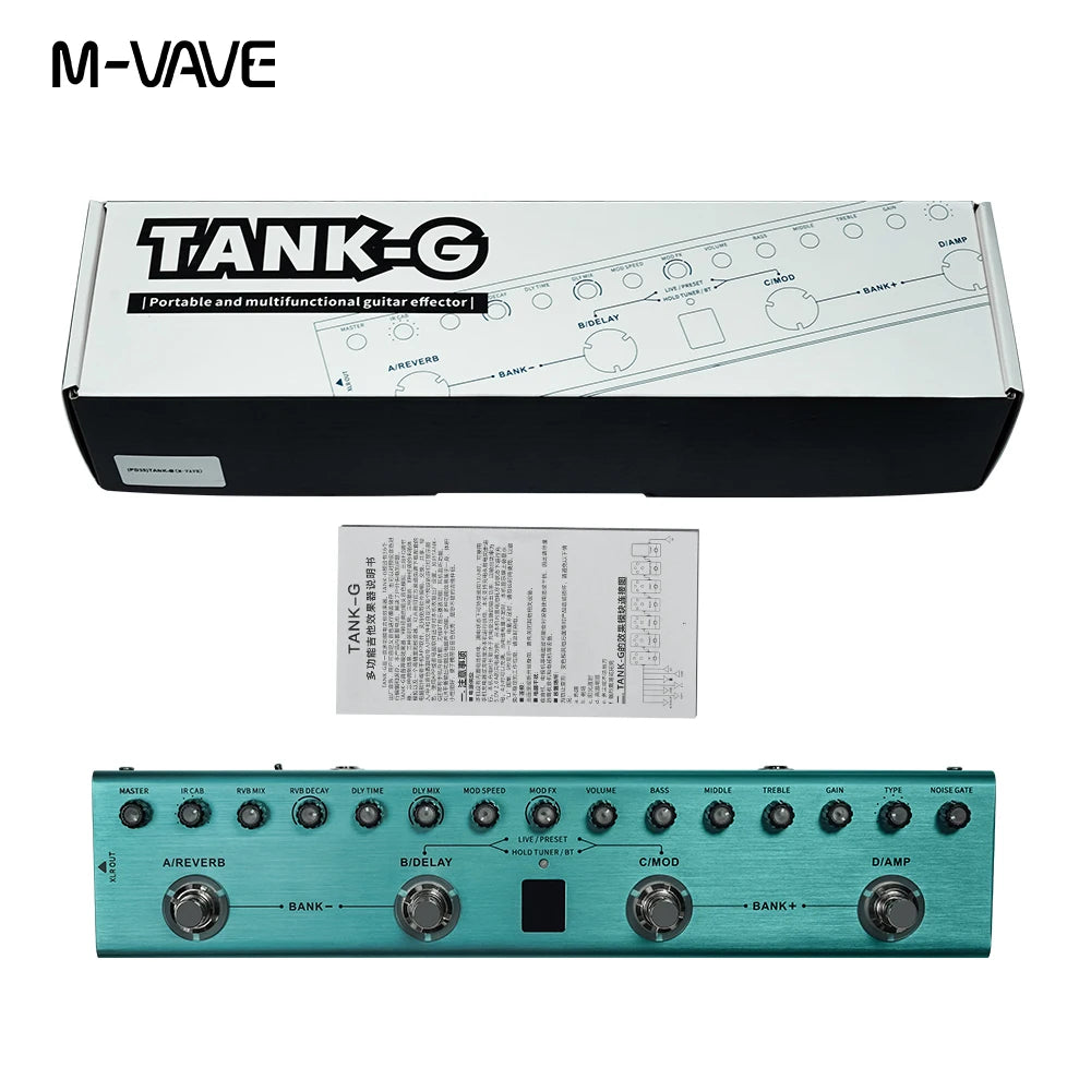 M-vave Tank-G Guitar Multi-Effects Pedal - 36 Presets, 9 Preamp Slots, 3-Band EQ, 8 IR Cab Slots, 3 Modulation/Delay/Reverb Effects