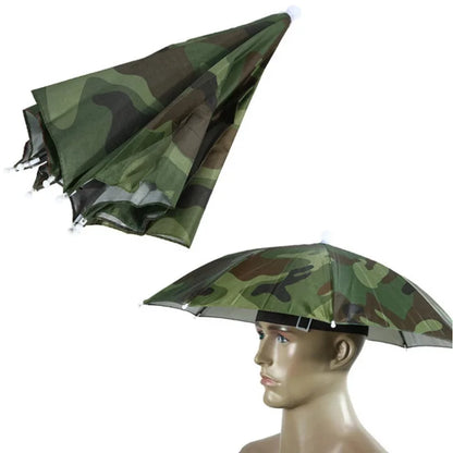 30cm Camouflage Silver Rubber Hat with Umbrella for Fishing - Camouflage Fishing Umbrella