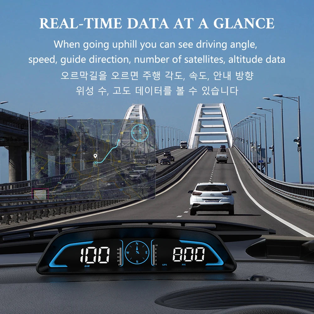 WYOBD G3 GPS HUD Auto Speedometer: Smart Digital Alarm Reminder Meter - Head Up Display Electronics Accessories for All Cars