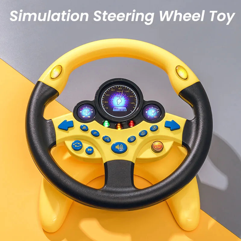 Infant Shining Electric Simulation Steering Wheel Toy: Early Educational Stroller Fun with Light, Sound, and Vocal Features