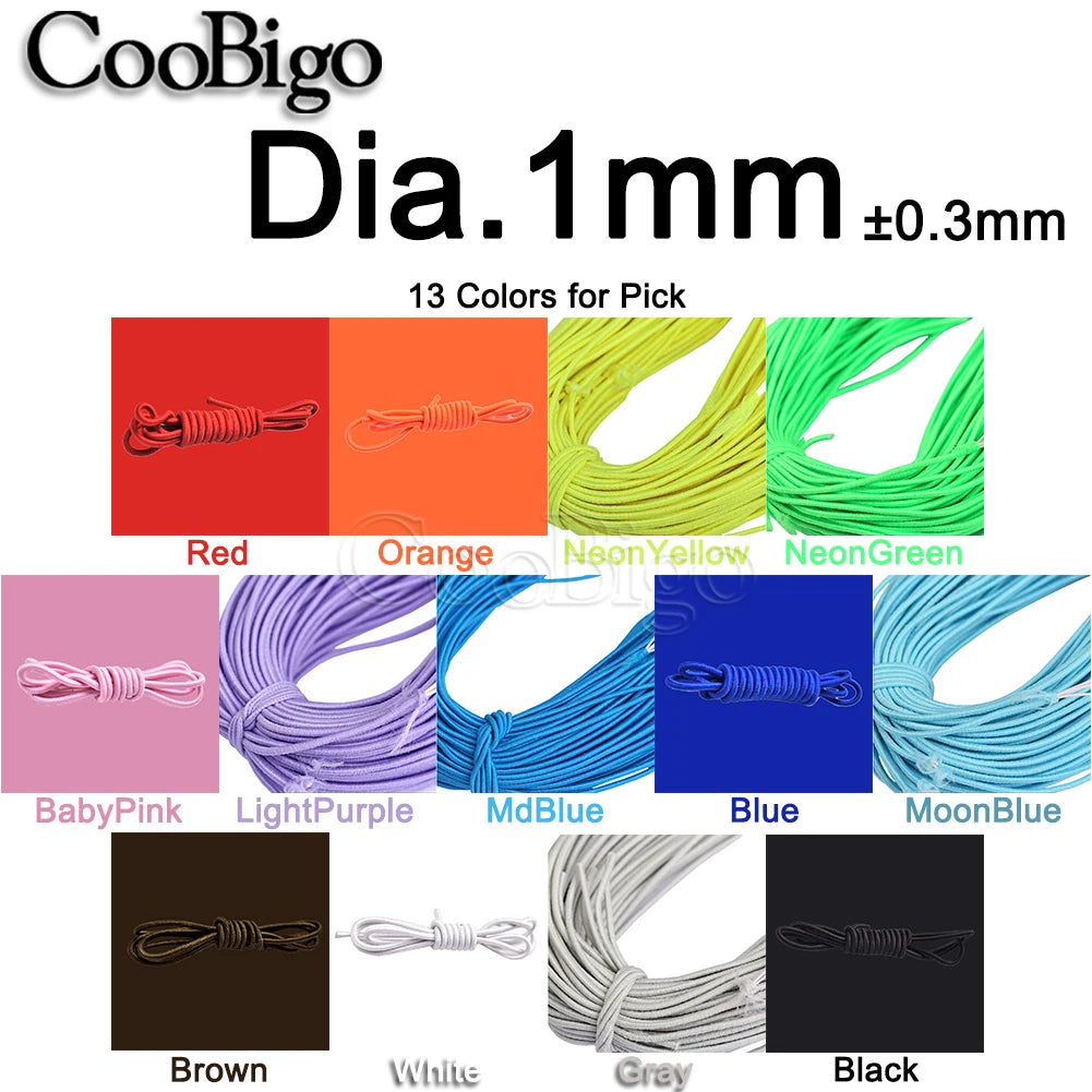 5 Meters Round Elastic Bungee Shock Cord - 1mm/2mm/3mm Rubber Band Strap | String for Shoelaces & Sewing Accessories