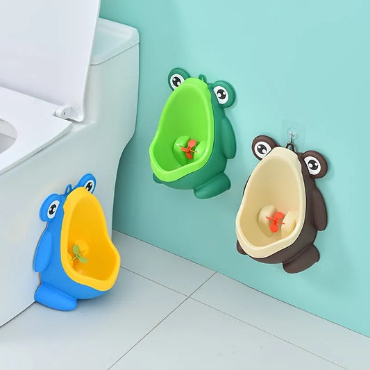 Cute Frog Potty Training Urinal for Boys with Fun Aiming Target - Toilet Trainer for Children, Stand Vertical Pee for Infants and Toddlers