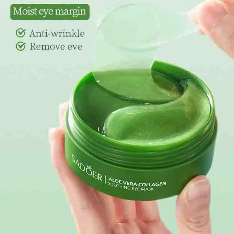 60pcs Aloe Vera Collagen Eye Masks – Anti-Dark Circles and Bags, Moisturizing and Firming Eye Patches for Skin Care