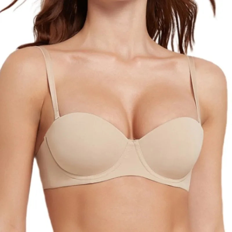 Soft Seamless Push-Up Bra: Women's Underwear 1/2 Cup Bralette - Comfortable, Invisible Nonwire Brassiere for Simple and Sexy Lingerie