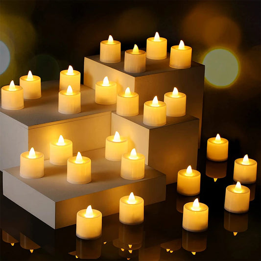 Heart-shaped Flameless LED Candle Set: 24Pcs Battery-Powered Tealights for Home, Christmas, Wedding Decor