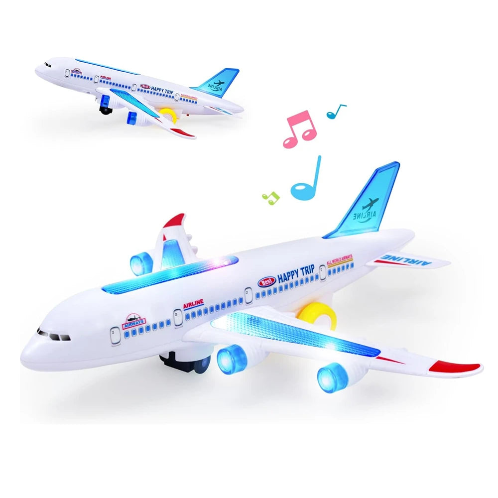 Electronic Aeroplane Toy with Music – Autopilot, Flash Sound, and Automatic Rotation Aircraft, Educational Gift for Children