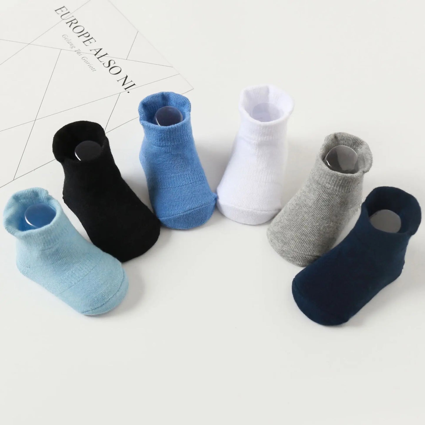 6 Pairs/Lot Cotton Baby Anti-Slip Boat Socks: Low Cut Floor Socks with Rubber Grips for Boys & Girls - Toddler Socks for Ages 0-1 Years