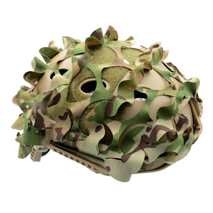 3D Camo Net Airsoft Helmet Cover - Laser Cut Nylon with Drawstring, CS Wargame Paintball Paratrooper Hunting Accessories