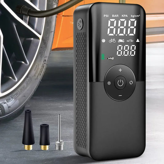 Portable Cordless Car Tire Inflator - CARSUN Rechargeable Air Pump | Digital Compressor for Motorcycle, Bicycle, Balls