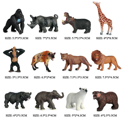 Oenux Montessori Miniature Animal Model Set - Lion, Shark, Horse, Dinosaur Figurines for Educational Play and Zoo-Themed Gifts for Kids