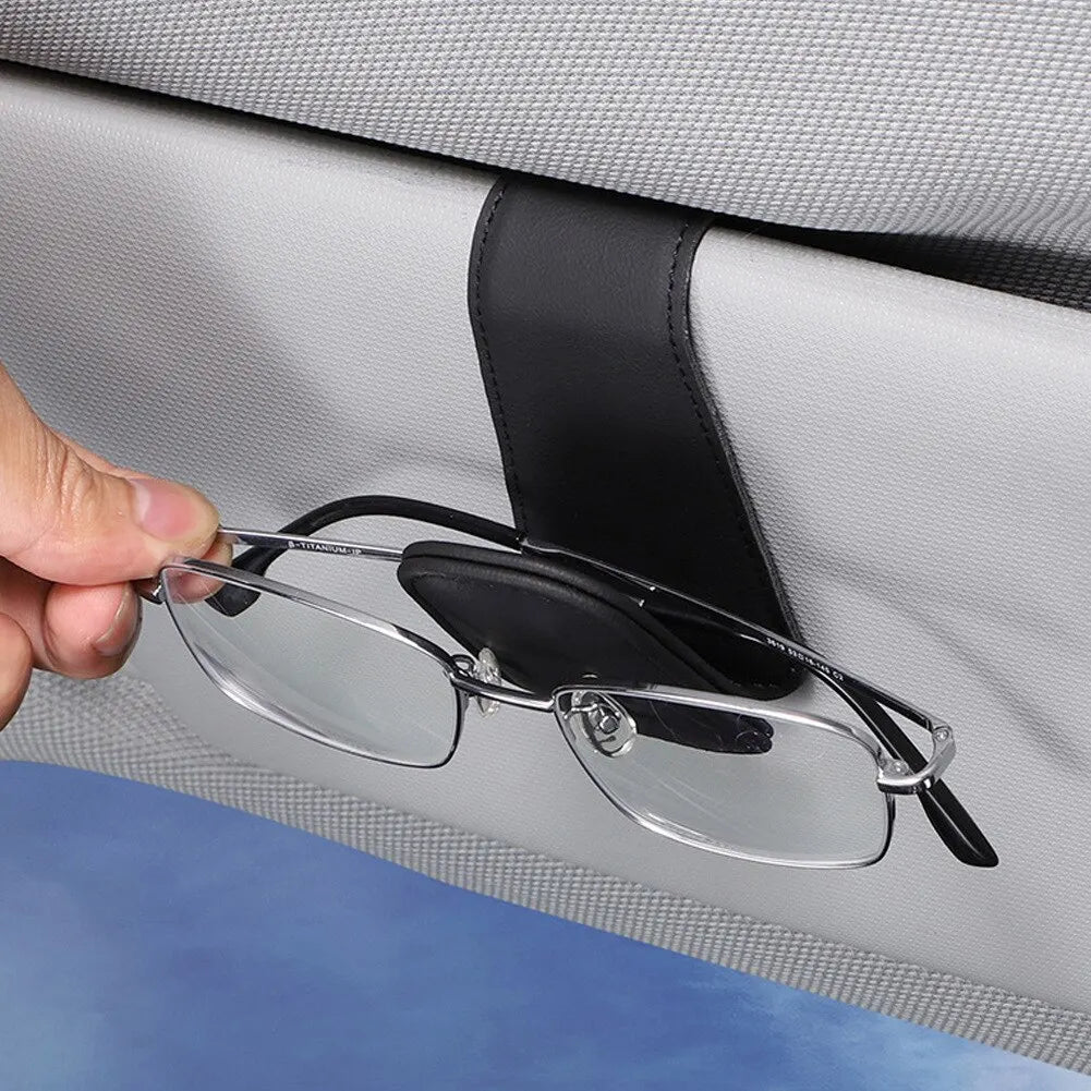 Universal Car Auto Sun Visor Eyeglass Hanger Clip | Leather Glasses Holder | Magnetic Multi-Function Automobile Accessories Storage