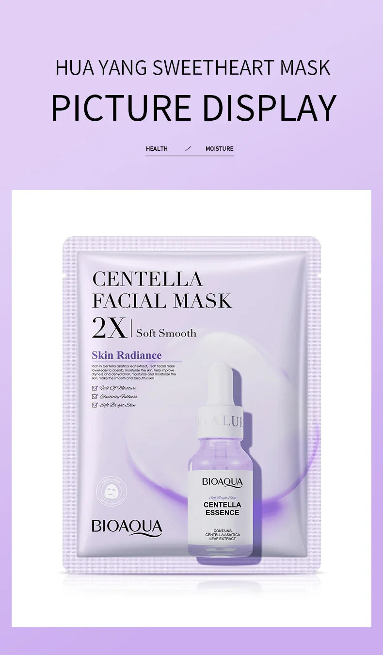 20pcs BIOAQUA Centella Collagen Face Mask - Moisturizing, Refreshing Hyaluronic Acid Sheet Masks for Skin Care