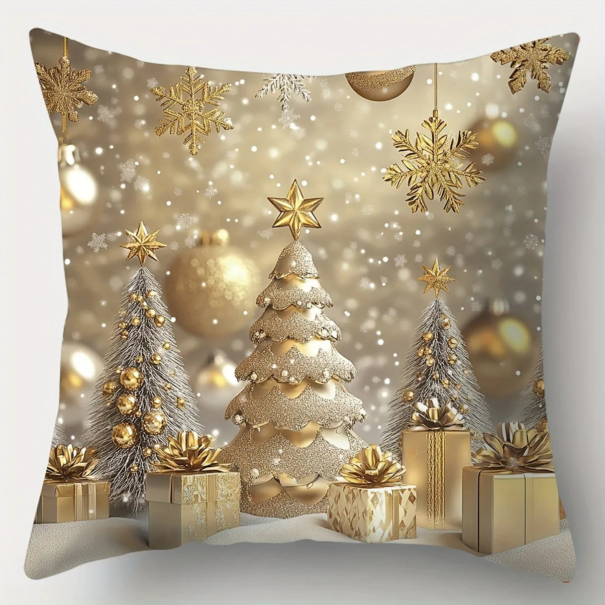 Christmas Zipper Pillowcase with Santa, Snowman, Deer and Tree Designs - Perfect for Outdoor Sofa and Living Room Decor