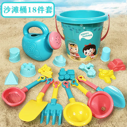 23PCS Kids Summer Beach Set - Digging Sand Toys with Plastic Bucket, Watering Bottle, Shovels - Children's Beach Water Game Tools