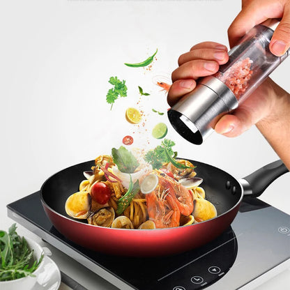 2-in-1 Salt and Pepper Grinder: Manual Stainless Steel Mills with Adjustable Ceramic Grinding - Spice Mill Kitchen Tool