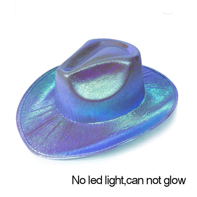 New Pearlescent Cowboy Hat - Glowing Cowgirl Cap for Dance Costumes, Neon Nightclub Decor