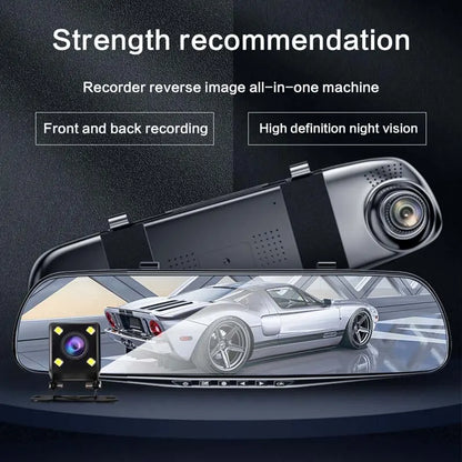 4.2-inch Large Rear View Mirror Tachograph - Dual Lens HD 1080P Automotive Video Recorder