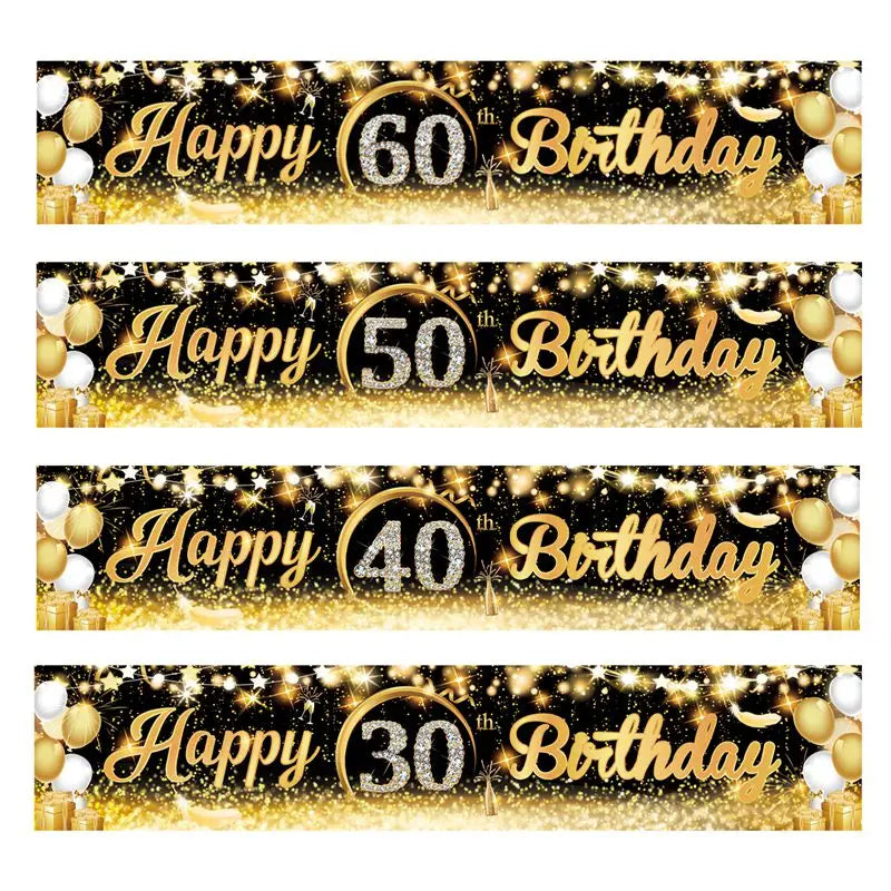 Happy Birthday Background Banner - Decorations for 18th, 21st, 30th, 40th, 50th, and 60th Birthday Parties - Hanging Flag Backdrop Decor