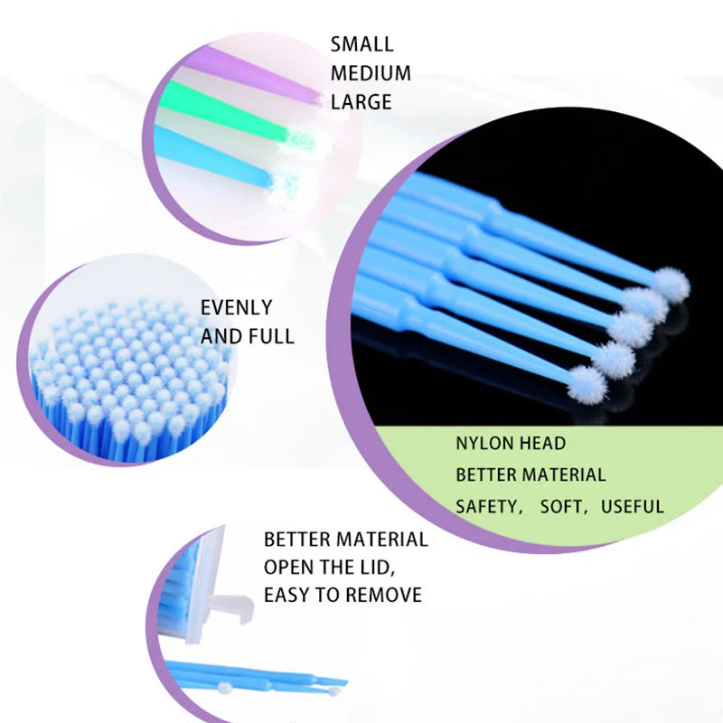 500pcs/lot Eyelash Extension Cleaning Swabs: Lash Lift Glue Remover Applicators - Microblade Makeup Micro Brushes Tool