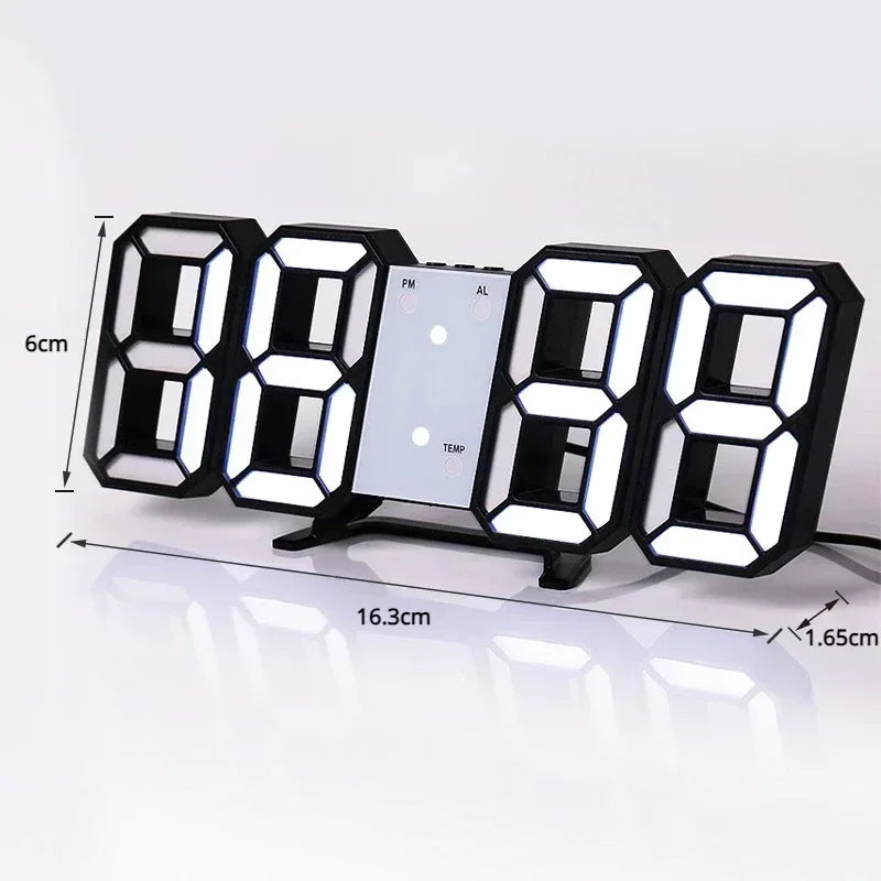 3D LED Digital Clock – Adjustable Wall Decoration with Glow Night Mode for Bedroom, Aesthetic Electronic Watch Room Decor