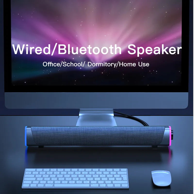 Immersive 4D Computer Speaker Bar - Stereo Sound Subwoofer Bluetooth Speaker for Macbook, Laptop, Notebook, PC - Wired Loudspeaker for Music Enthusiasts