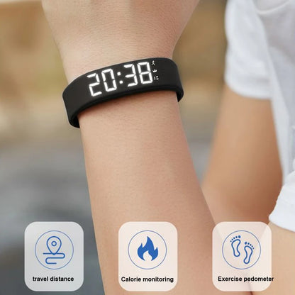 Smart Sports Bracelet with Vibrating Alarm Clock: Running Pedometer Bracelet for Male and Female Students - Stay Active and On Time!