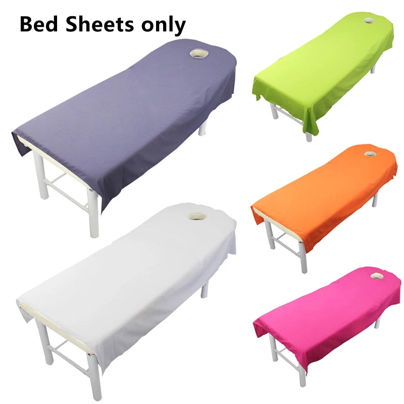 80cm x 190cm Beauty Bedsheet - Polyester Cosmetic Salon and Spa Massage Treatment Sheet with Hole, Home Textile