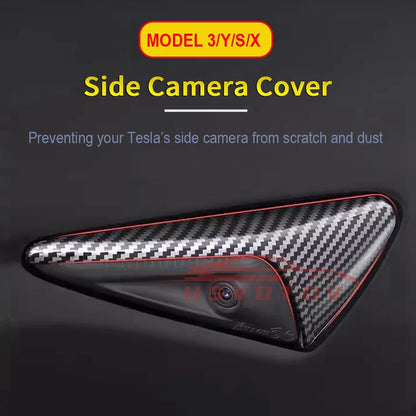 HW4.0 HW3.0 Side Camera Protector Cover: Highland Accessories for Tesla Model 3 Y S X - Turn Signal Fender Trim in ABS Carbon Fiber