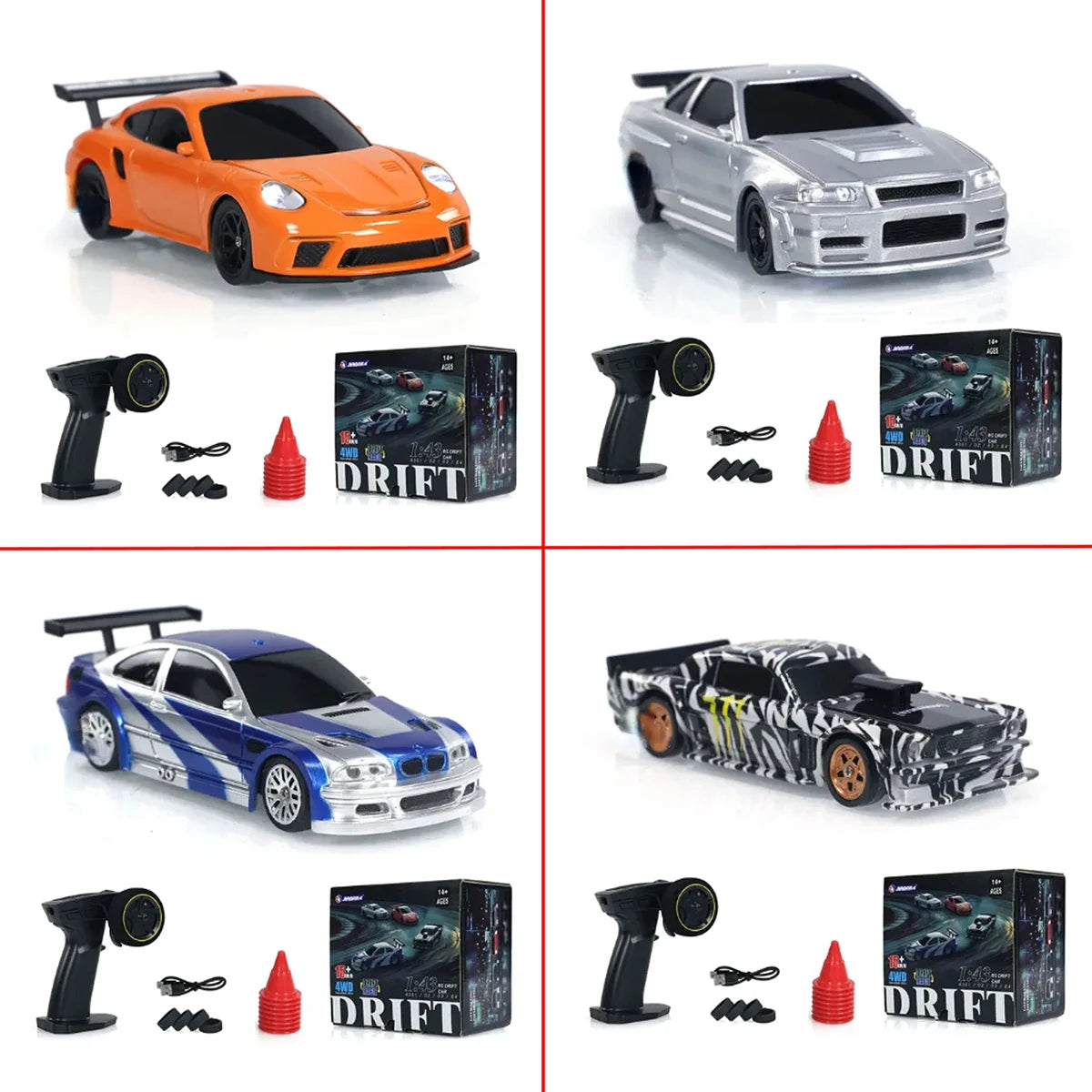 2.4G RC Drift Car 1/43 Scale - 4WD High Speed Remote Control Mini Racing Car, Four Wheel Drive Radio Controlled Toy for Boys