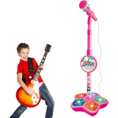 Kids Karaoke Machine with Microphone and Stand - Singing Musical Toy with Flashing Lights, Perfect for Boys and Girls Parties