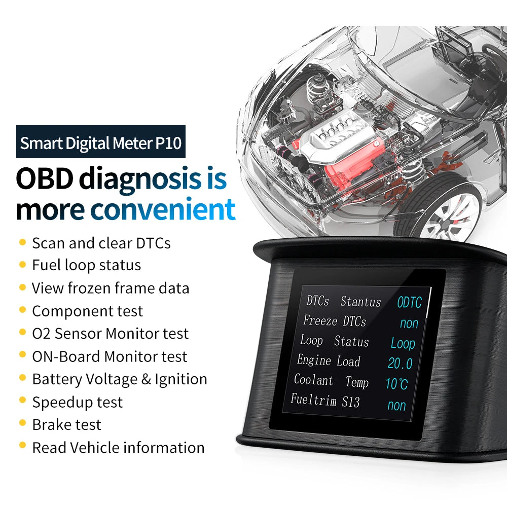 OBD HUD P10 Car Head Up Display: Digital Overspeed Alarm - Universal Auto Electronic Accessories for Smart Driving