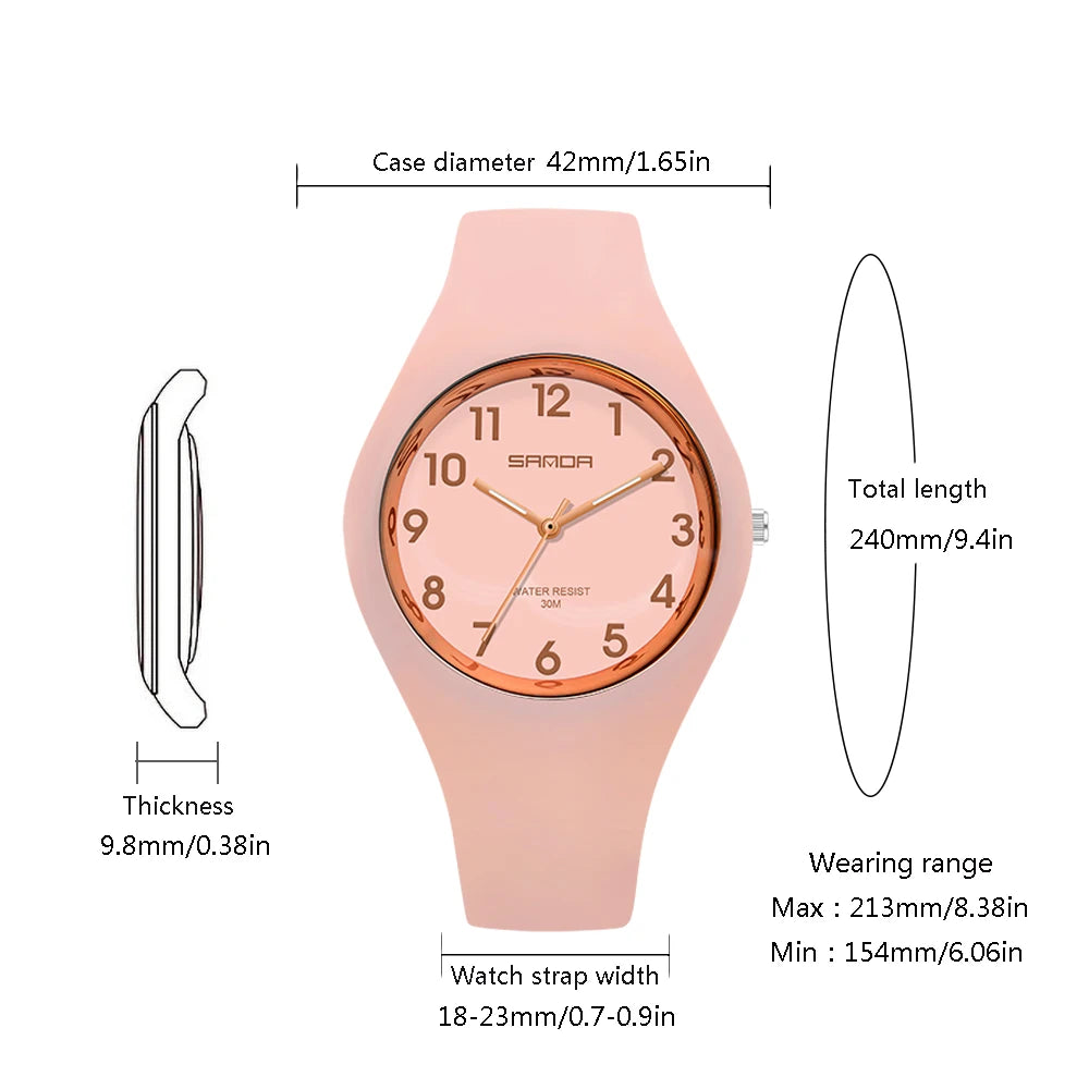 Fashion Simple Women’s Watch - Luxury Brand Quartz Silicone Ultrathin Waterproof Wristwatch for Ladies