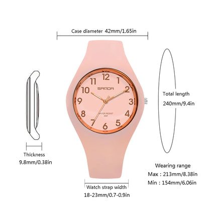 Fashion Simple Women’s Watch - Luxury Brand Quartz Silicone Ultrathin Waterproof Wristwatch for Ladies