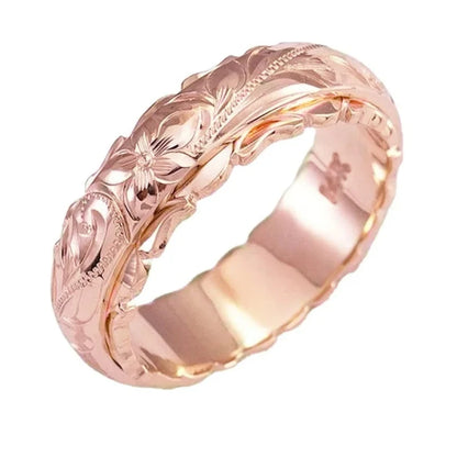 New 14K Gold Plated Carved Rose Flower Ring – Suspended Tail Ring for Women, Bling Engagement and Wedding Jewelry