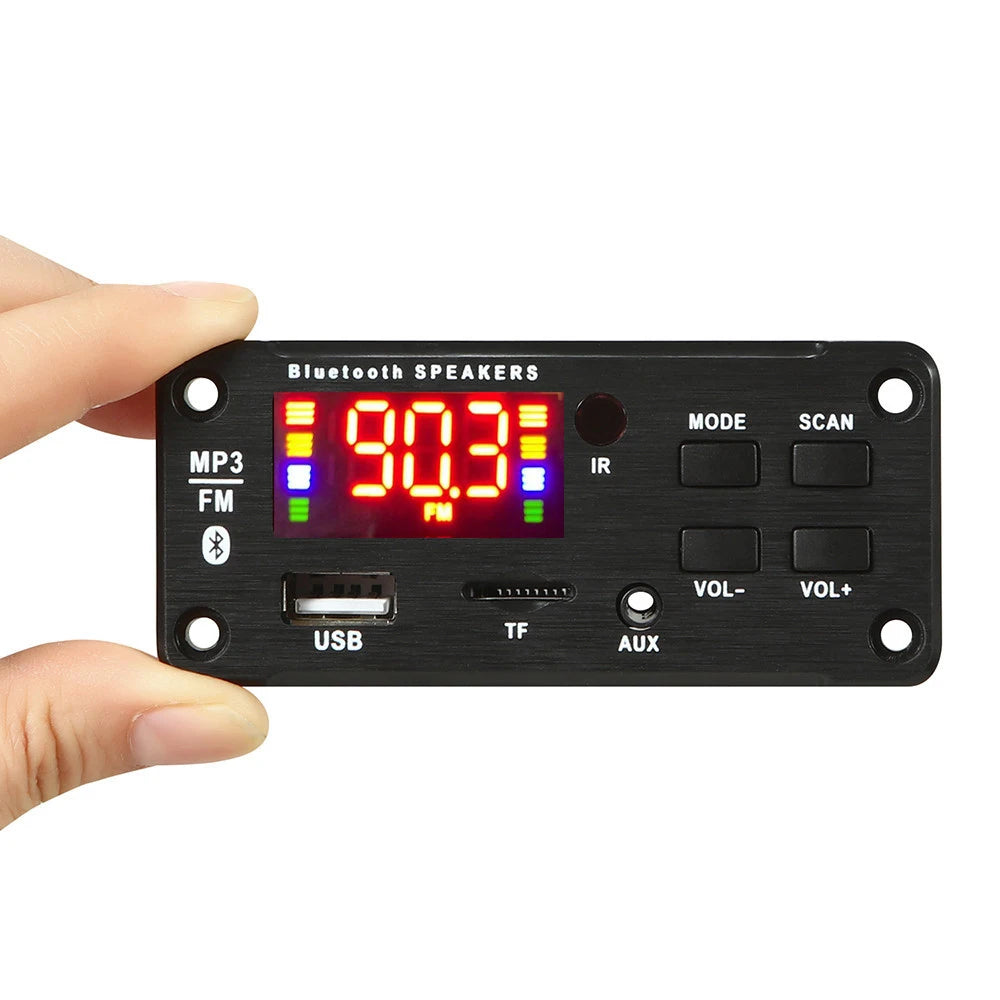 50W Bluetooth MP3 Decoder Audio Board with USB & TF, FM Radio for Car Speakers - DC 5V/12V Power Supply