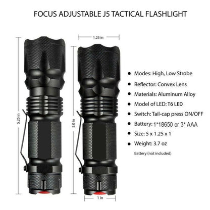 Powerful Tactical Flashlight – Portable LED Camping Lamp with 3 Modes, Zoomable, Waterproof Lantern for Outdoor and Bicycle Use