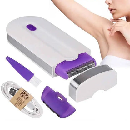 Blue-Light Body Epilator - Rotary Electric Hair Remover for Face, Legs, and Bikini Area, Automatic Ladies' Shaver