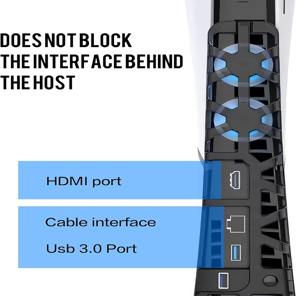PS5 Slim Cooling Fan with LED Light – Accessories for PlayStation 5 Disc and Digital Editions, Cooling System Cooler